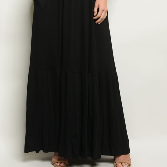 Agnes & Dora "Hera" Black Short Sleeve Maxi Dress - Picture 4 of 8